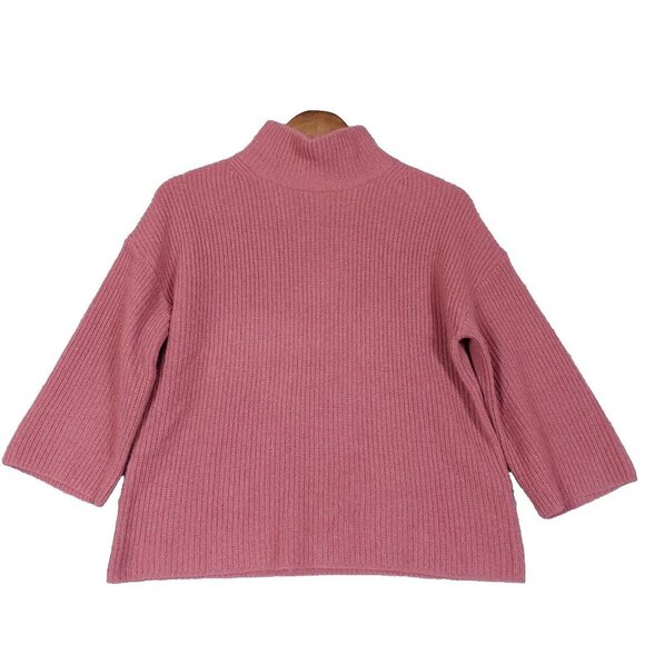 Rachel Sweaters - Rachel Zoe Sweater Womens XS Pink 100% Cashmere Ribbed Boxy Drop Shoulder Mock